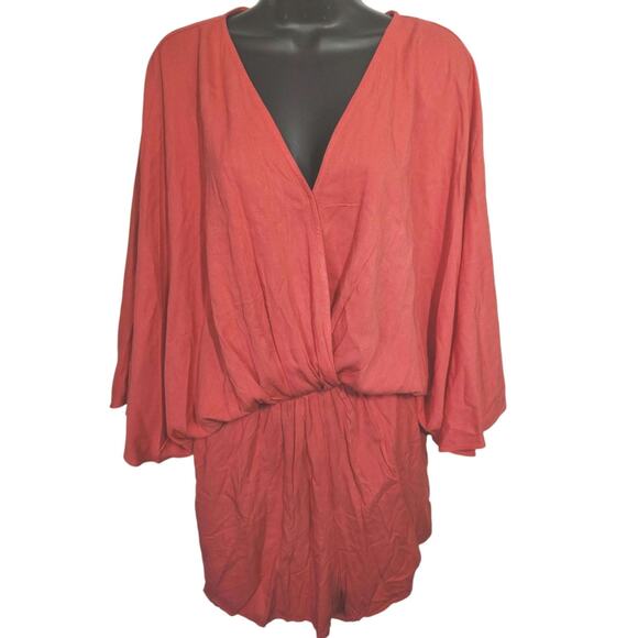 VICI Pants - Vici Crossover Deep V Romper Coral Womens Size Medium